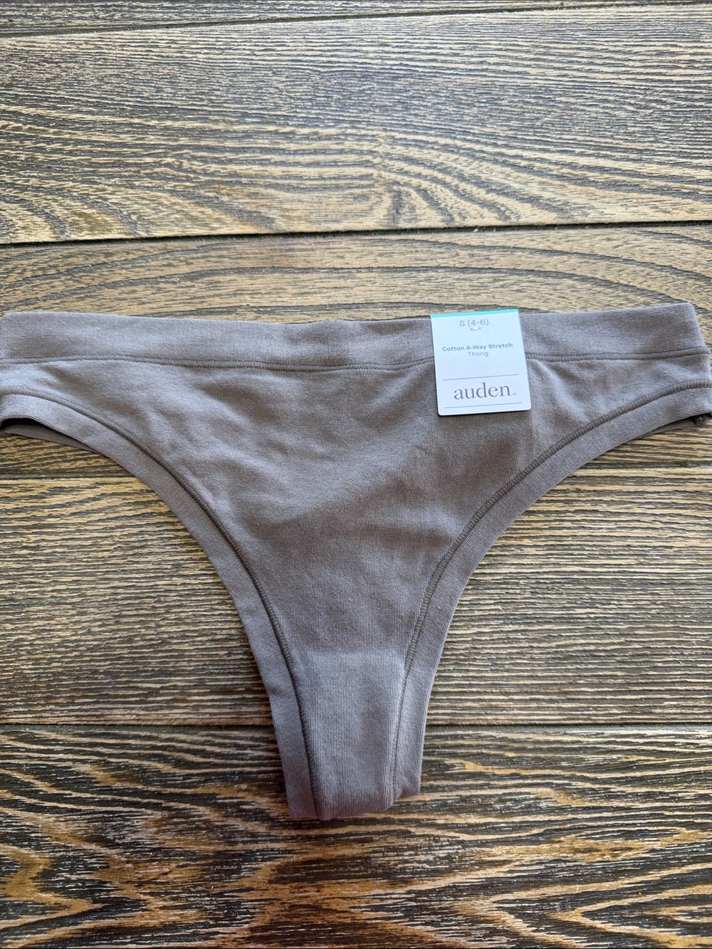 Auden Women's Cotton Stretch‎ Thong - Taupe Small Cotton 4 Way Stretch